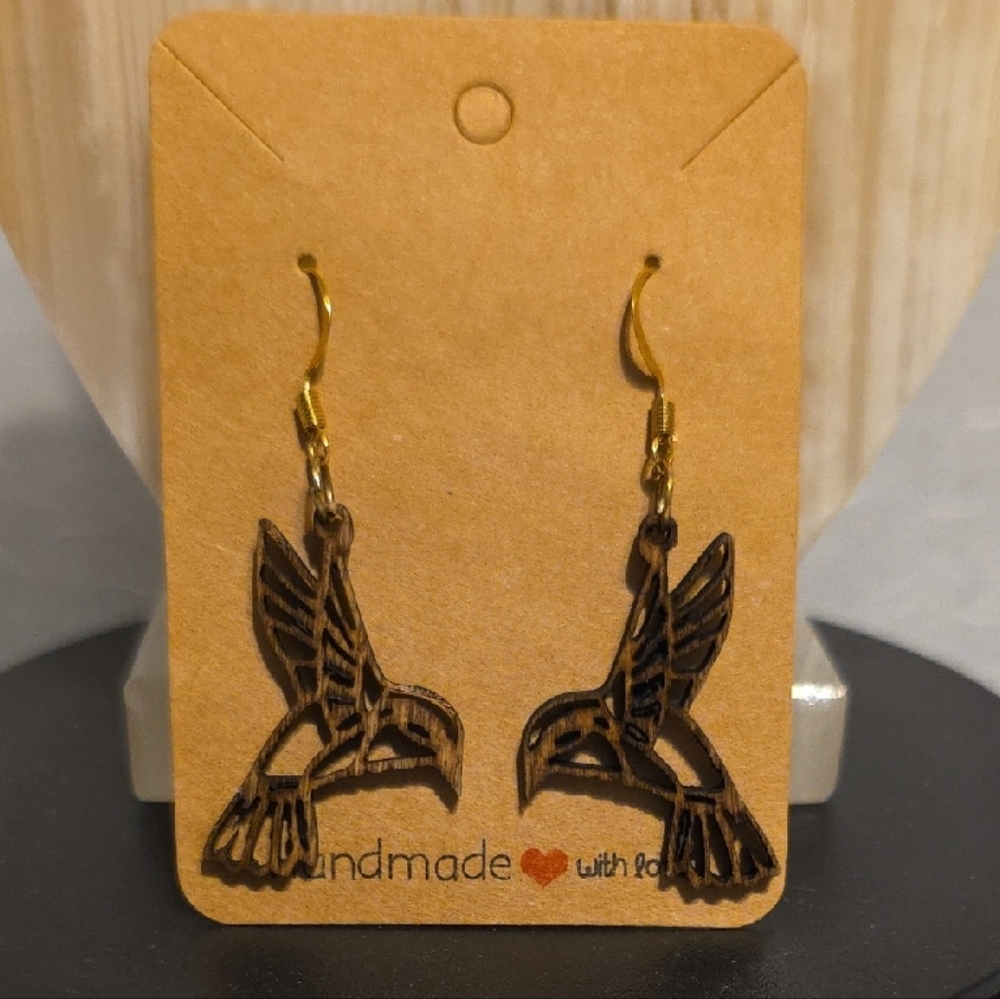 Artisan Bird Earrings - Black and Gold